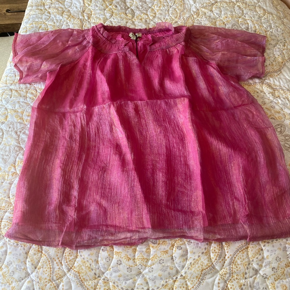 Andree by unit pink metallic top size small